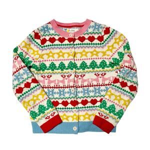 Mini Boden Festive Fair Isle Cardigan Sweater Size 9/10